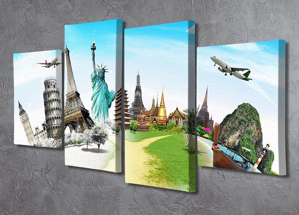 Travel the World Monument 4 Split Panel Canvas artwork featuring a stunning landscape divided into four panels.