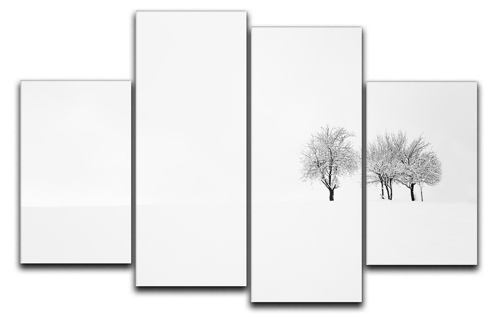 Tree And Silence 4 Split Panel Canvas artwork featuring serene nature imagery divided into four panels.