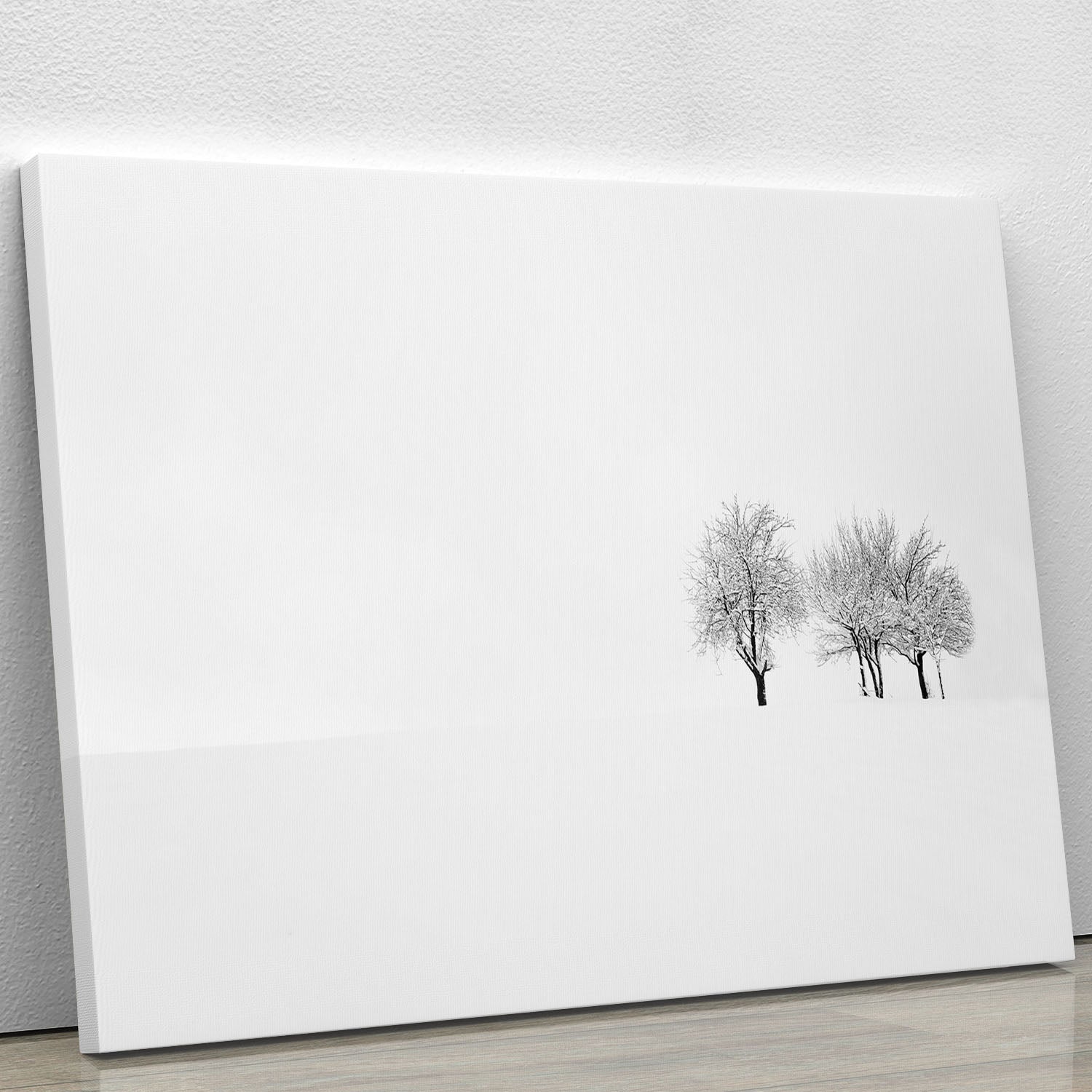 A serene canvas print featuring trees and a tranquil landscape, perfect for home decor.
