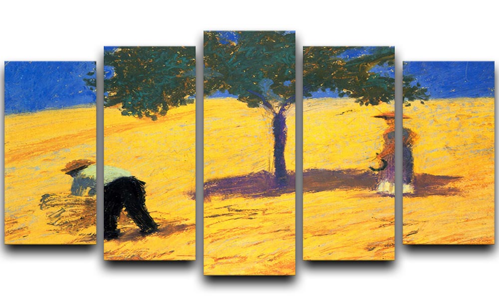 Tree in Cornfeld by Macke, a vibrant 5-split canvas artwork showcasing a serene tree amidst a colorful cornfield.