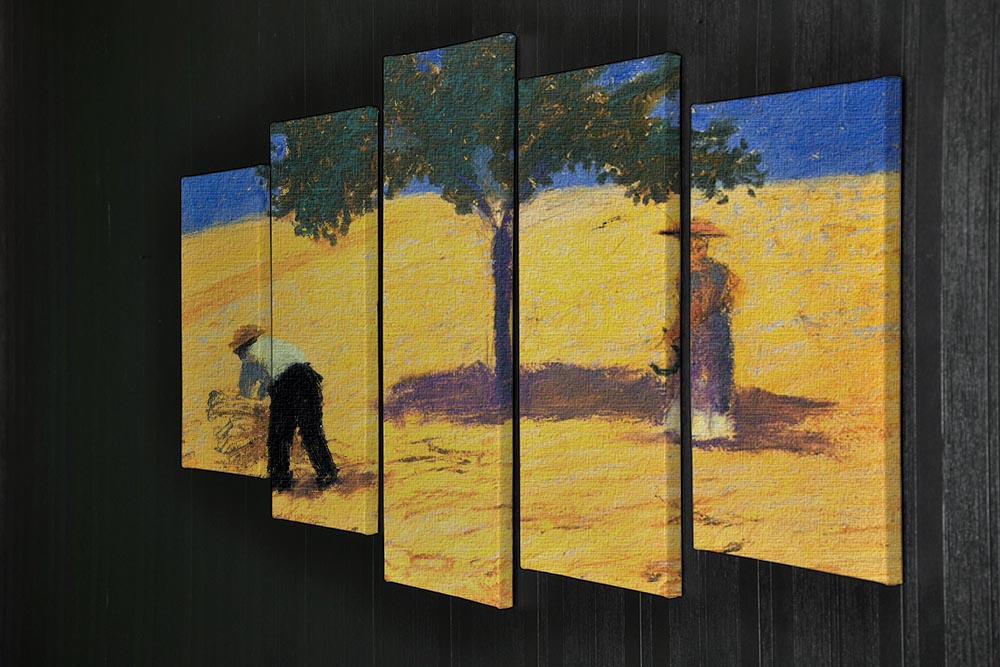 Tree in Cornfeld by Macke, a vibrant 5-split canvas artwork showcasing a serene tree amidst a colorful cornfield.