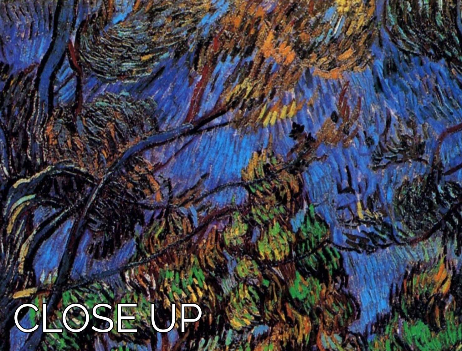 Three-panel canvas art featuring Van Gogh's Trees in the Garden of Saint-Paul Hospital, showcasing vibrant colors and intricate details.