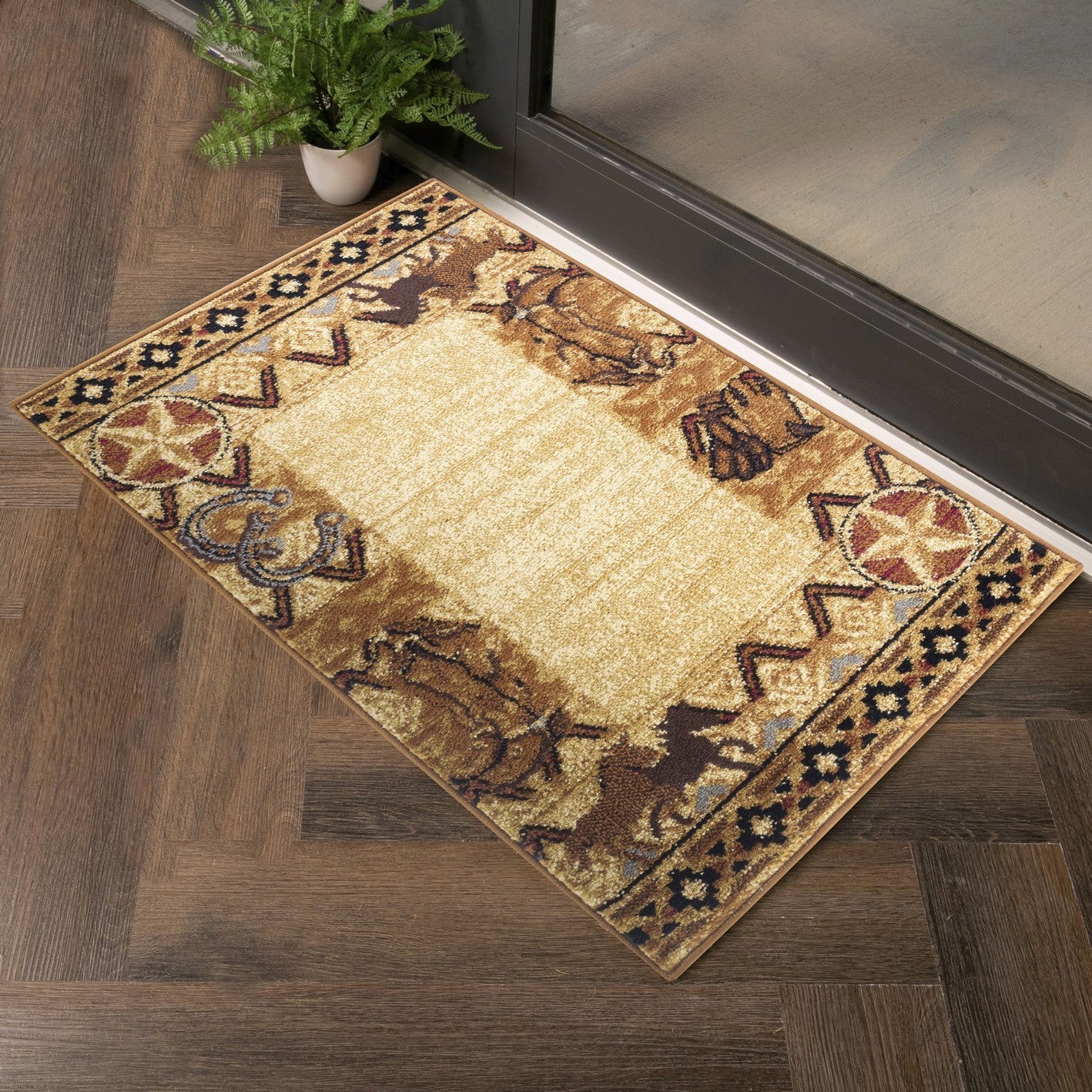 Tribes Beige 2 ft. x 3 ft. Southwest Area Rug featuring a stylish Southwest pattern in beige, perfect for enhancing home decor.