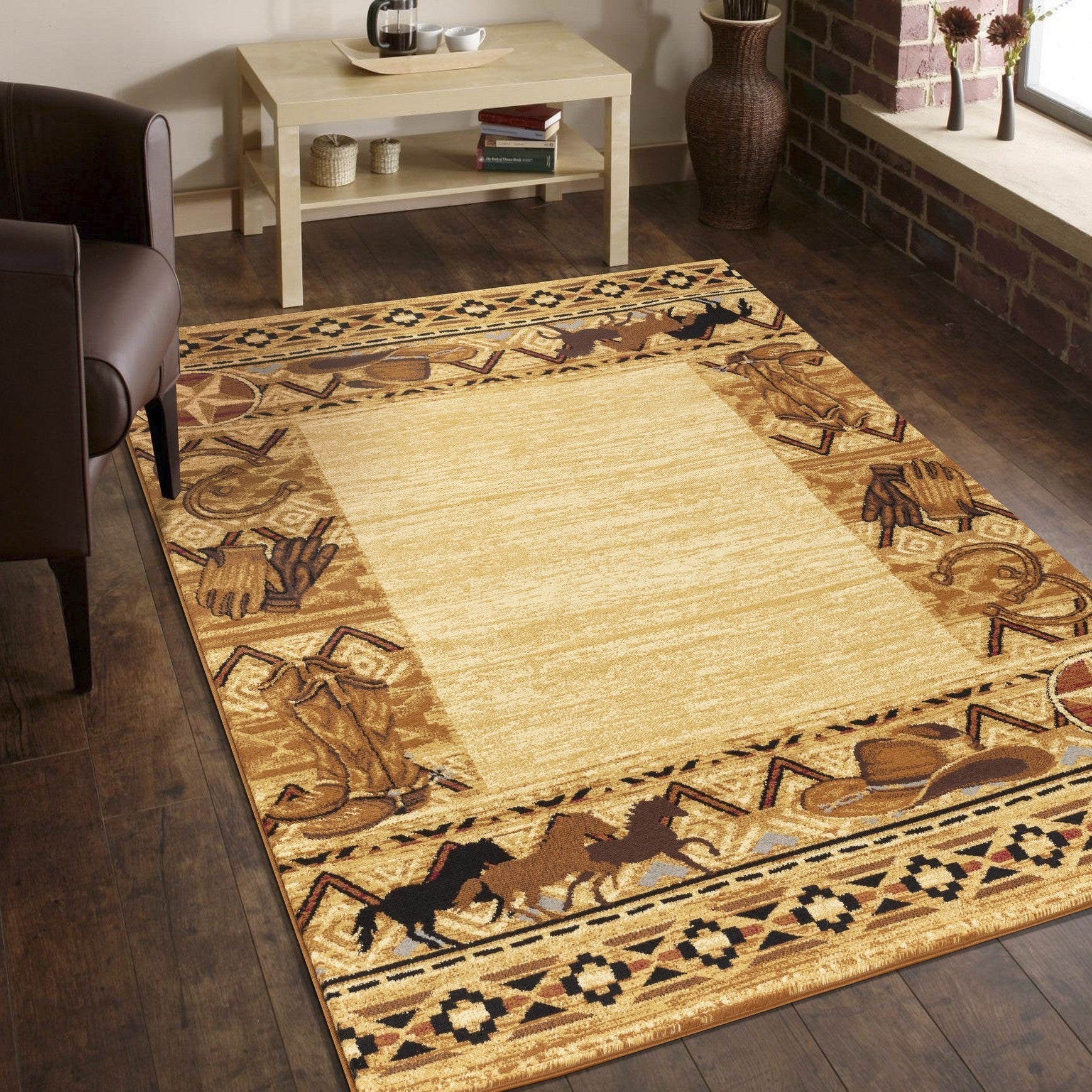 Tribes Beige Southwest Area Rug measuring 5 ft. 3 in. x 7 ft. 3 in., featuring a beautiful Southwestern design in beige tones.