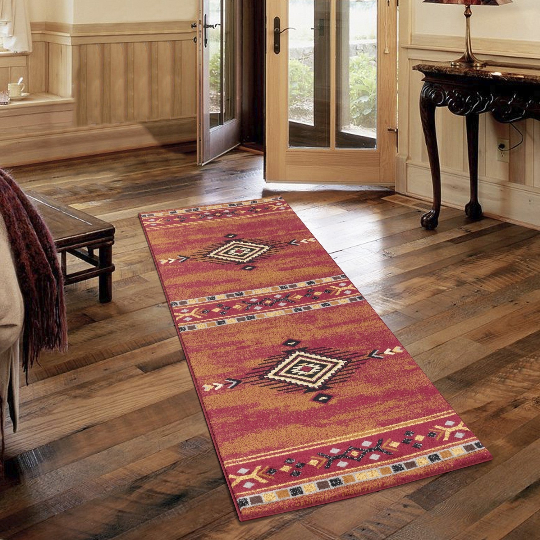 Tribes Red Southwest Area Rug featuring vibrant red color and traditional motifs, perfect for enhancing home decor.
