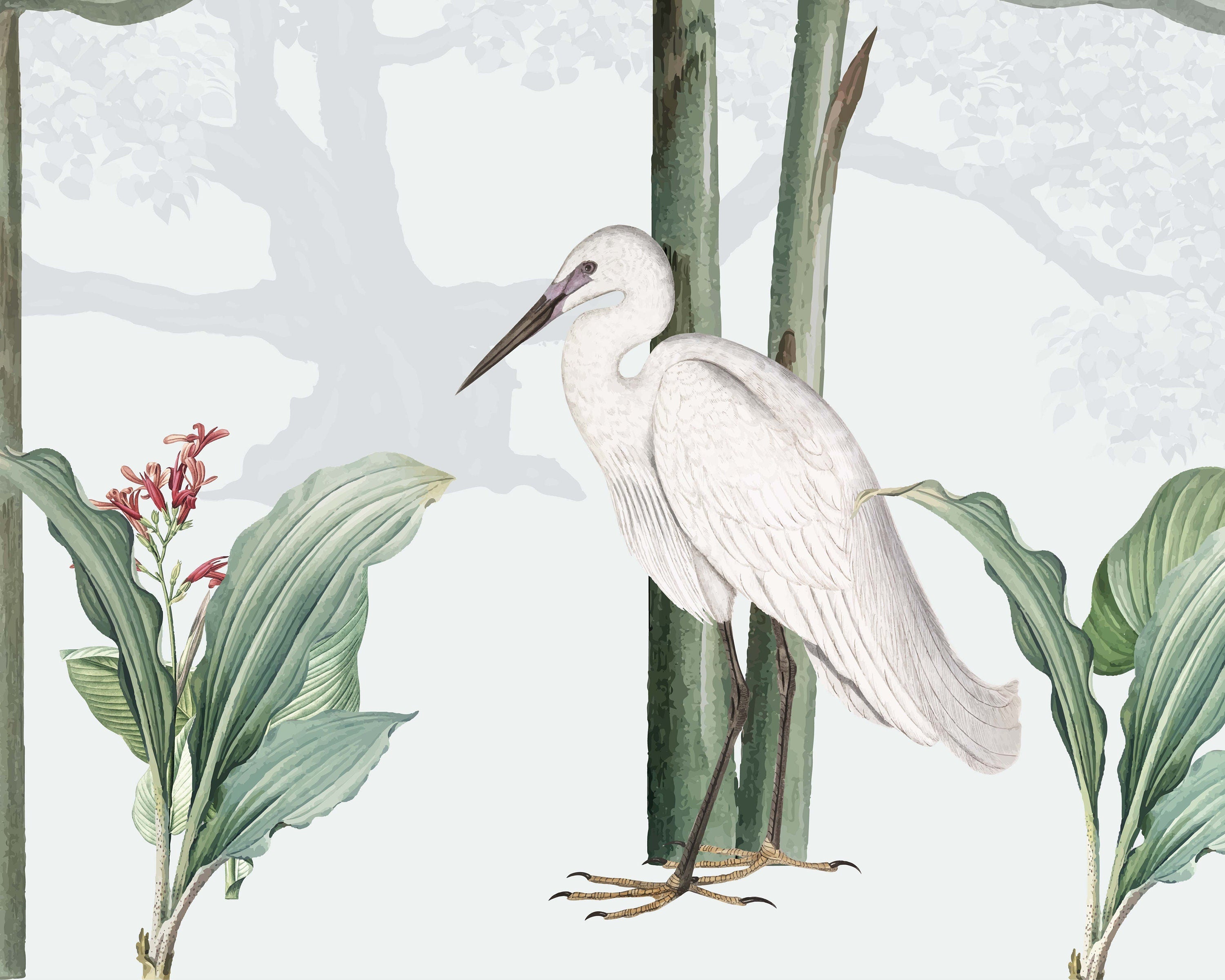 Tropical Jungle Wallpaper featuring lush green foliage and exotic plants, perfect for creating a vibrant atmosphere in any room.