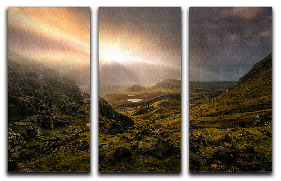 Trotternish Ridge Light 3-panel canvas print showcasing a beautiful landscape design, perfect for home decor.