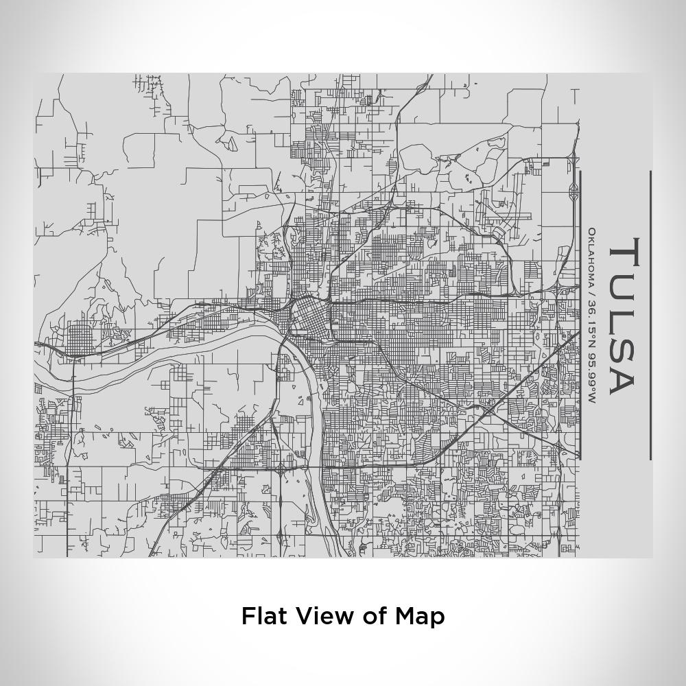 Custom engraved stainless steel bottle featuring a map of Tulsa, Oklahoma with a bamboo top, ideal for personalized hydration.