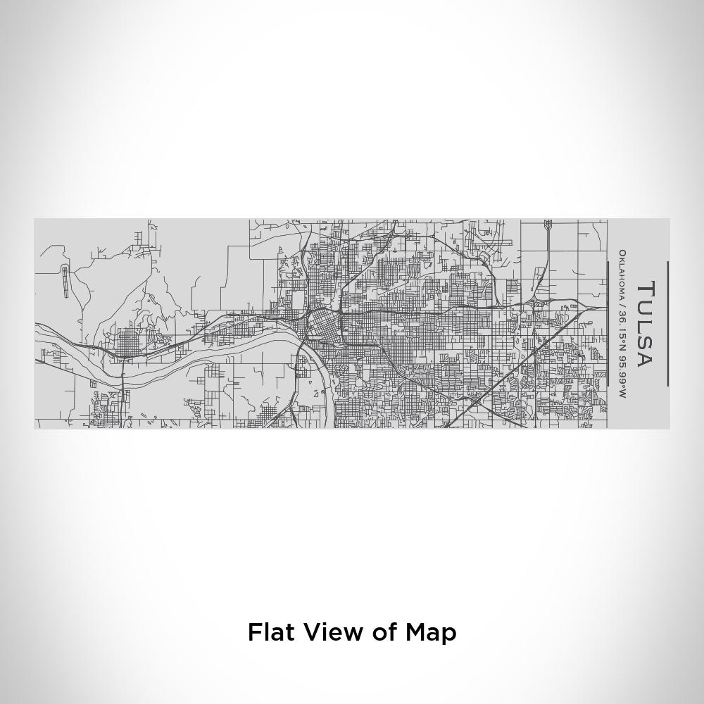 Custom engraved insulated cup featuring a detailed map of Tulsa, Oklahoma with coordinates, made of stainless steel.