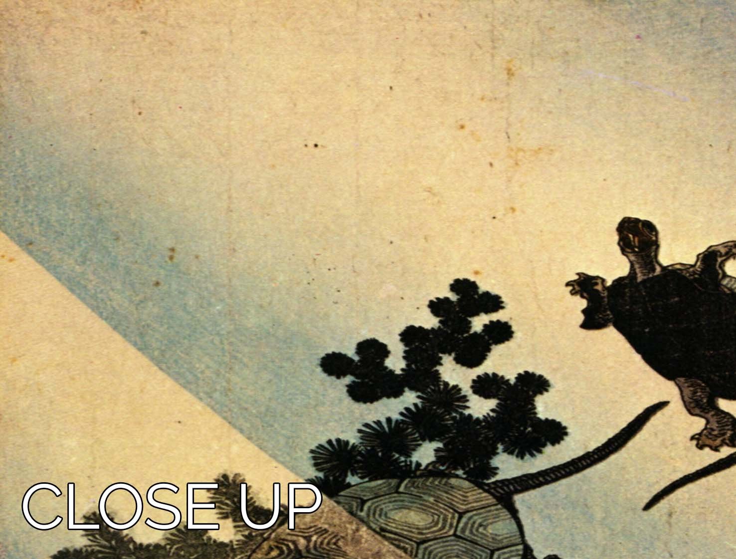 A beautiful 3-panel canvas print featuring Hokusai's turtles, showcasing vibrant colors and intricate details.