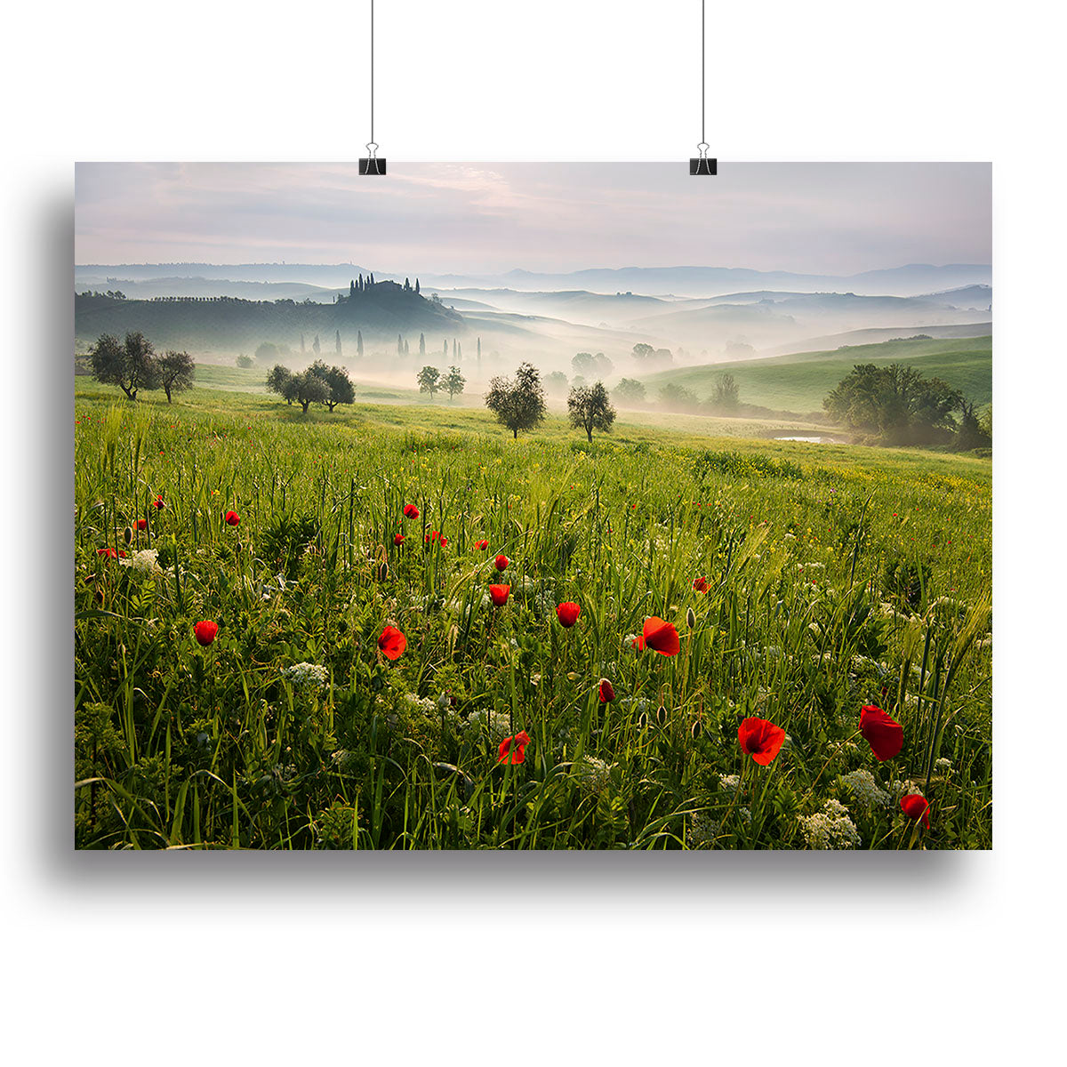 A beautiful Tuscan Spring Canvas Print featuring vibrant colors and intricate details of the Tuscan landscape, perfect for home decor.
