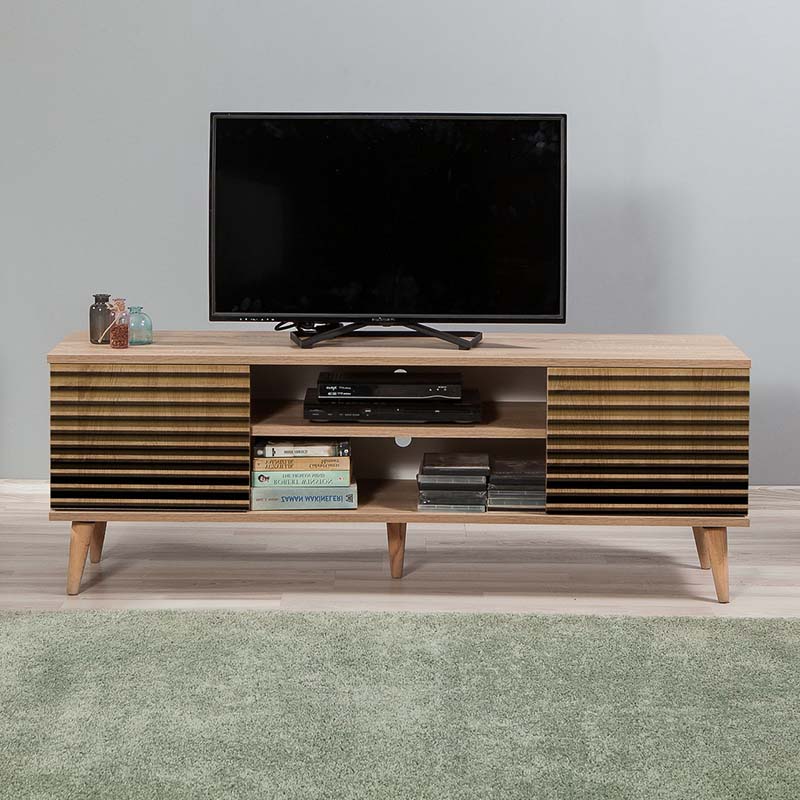 Modern TV Stand ANKARA Natur with stylish design and wooden legs, perfect for contemporary interiors.