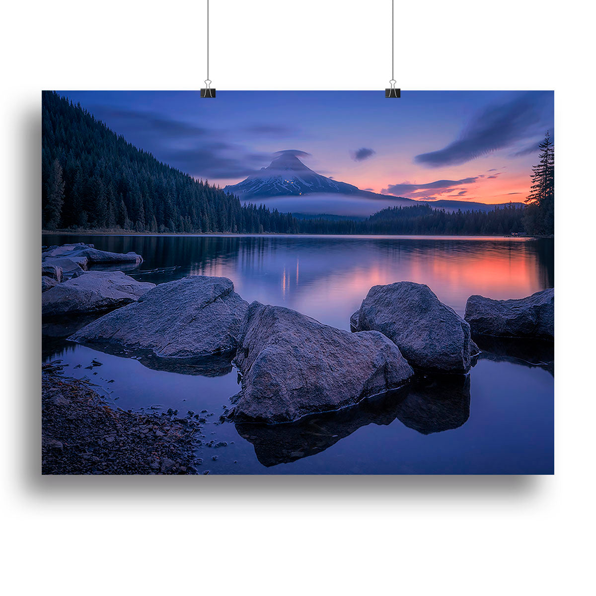 Twilight At Trillium Lake canvas print showcasing serene lake and twilight colors, perfect for home decor.