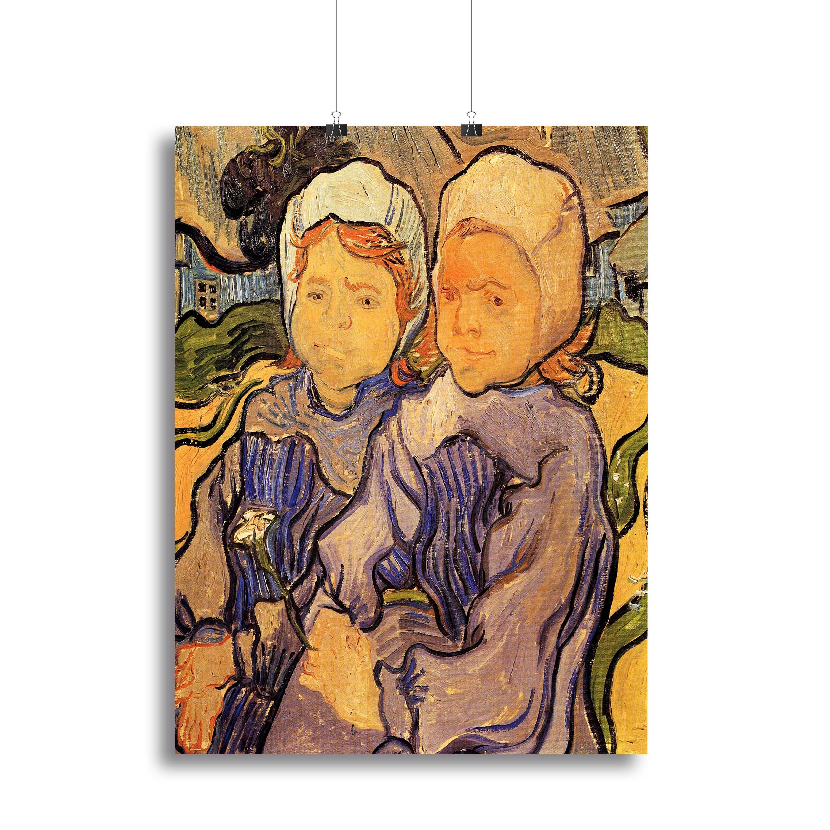 Canvas print of Two Children by Van Gogh, showcasing vibrant colors and expressive brushstrokes.