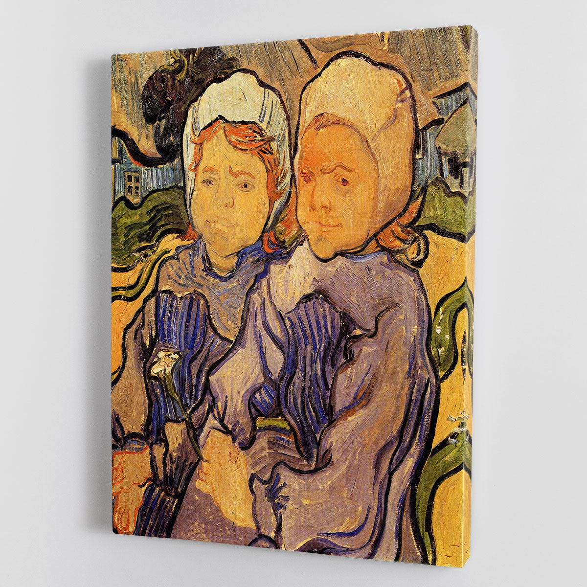 Canvas print of Two Children by Van Gogh, showcasing vibrant colors and expressive brushstrokes.