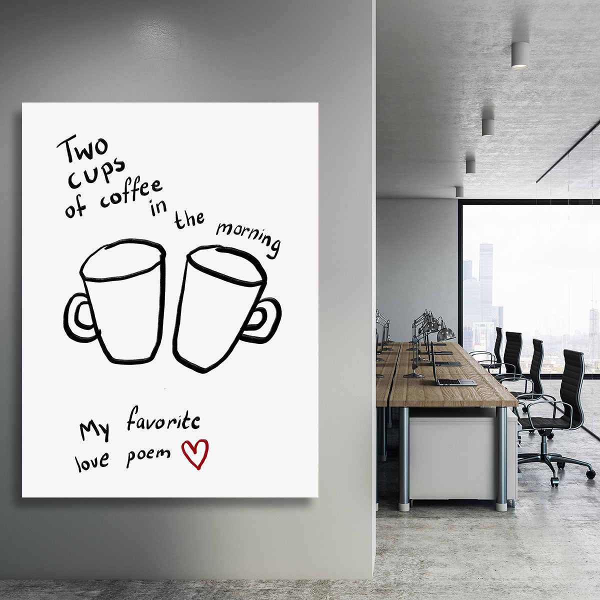 A beautiful canvas print featuring two cups, perfect for home or office decor.