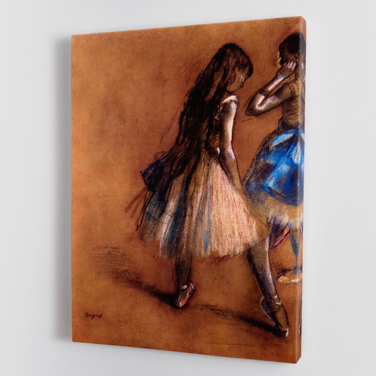 Canvas print of Two Dancers by Degas, showcasing elegant ballet dancers in motion.