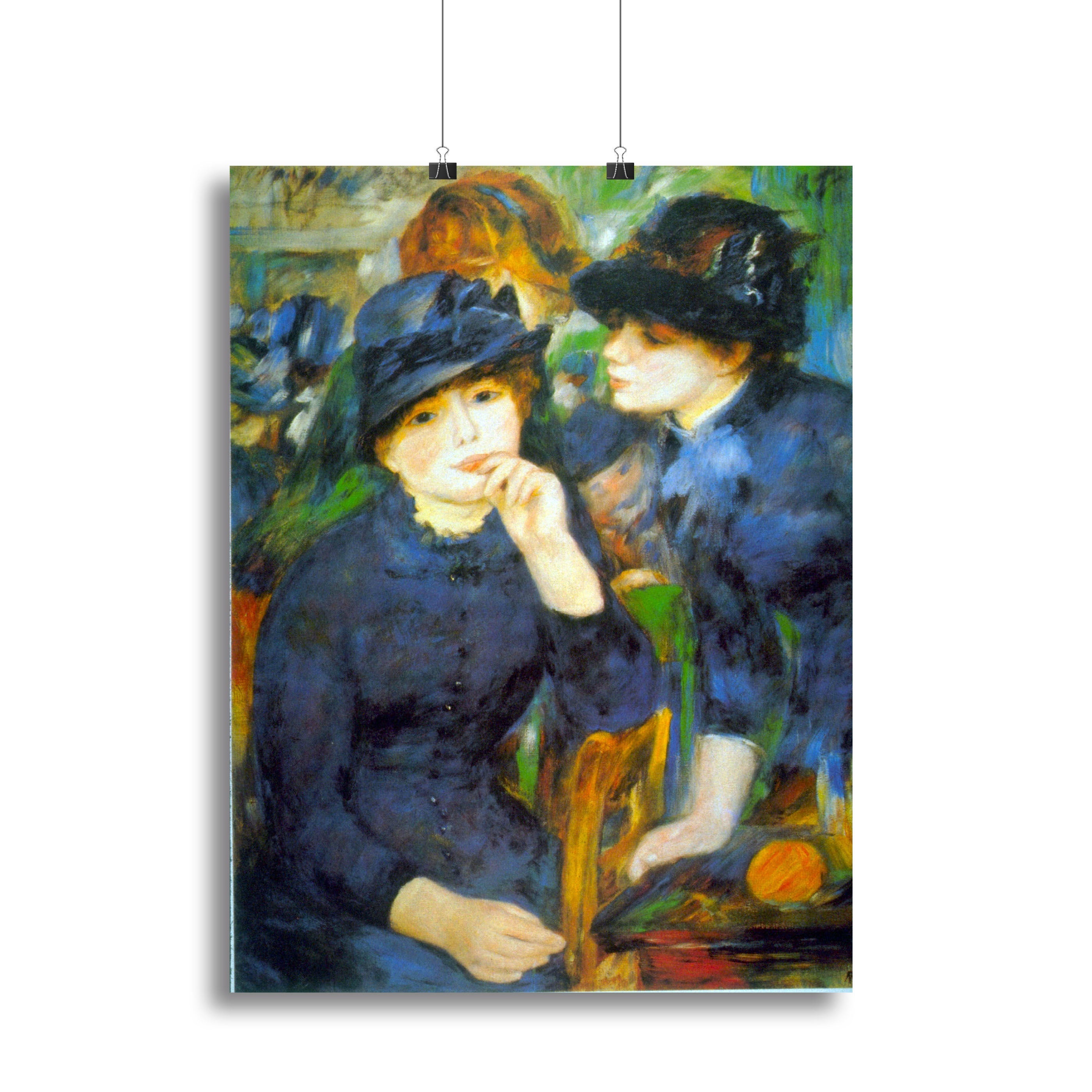 A beautiful canvas print of Renoir's 'Two Girls', showcasing two young girls in a serene outdoor setting with vibrant colors.