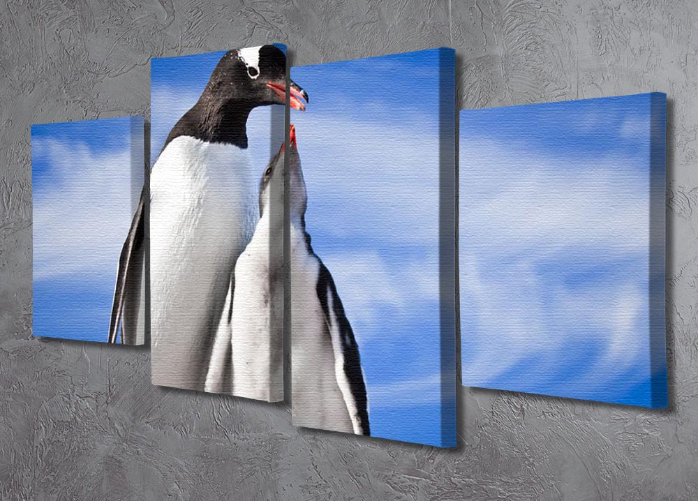 A charming 4-split canvas artwork featuring two penguins resting peacefully, creating a serene and playful atmosphere.