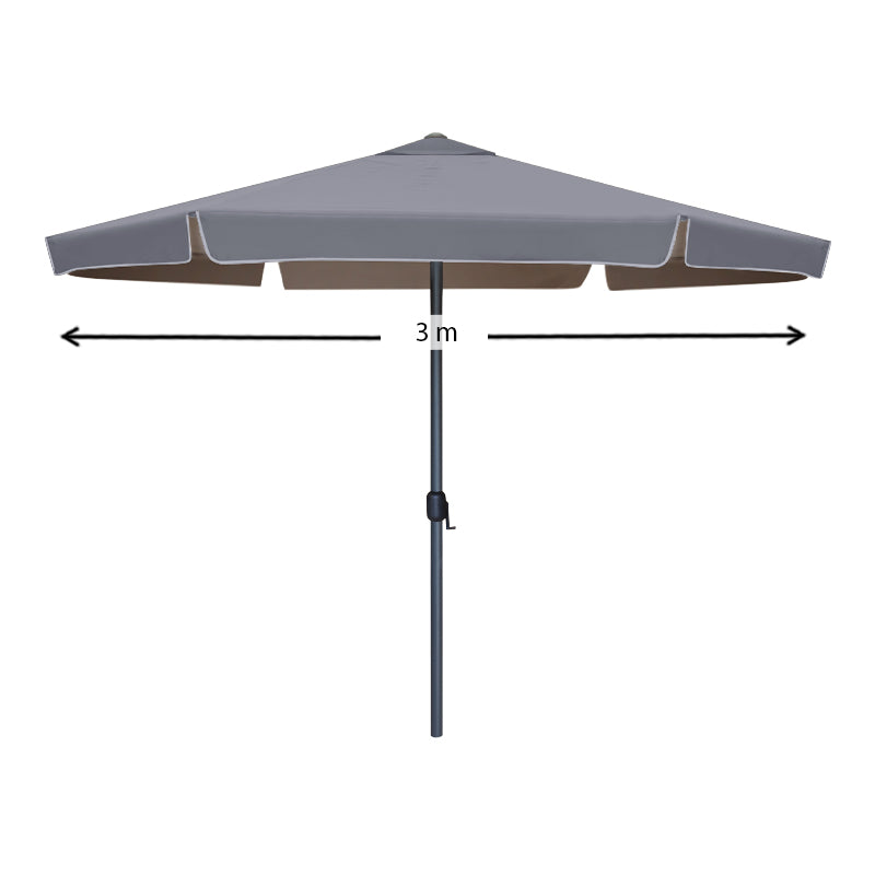 CAPRI Anthracite 3m garden umbrella with a white aluminum frame and waterproof ecru fabric, perfect for outdoor use.