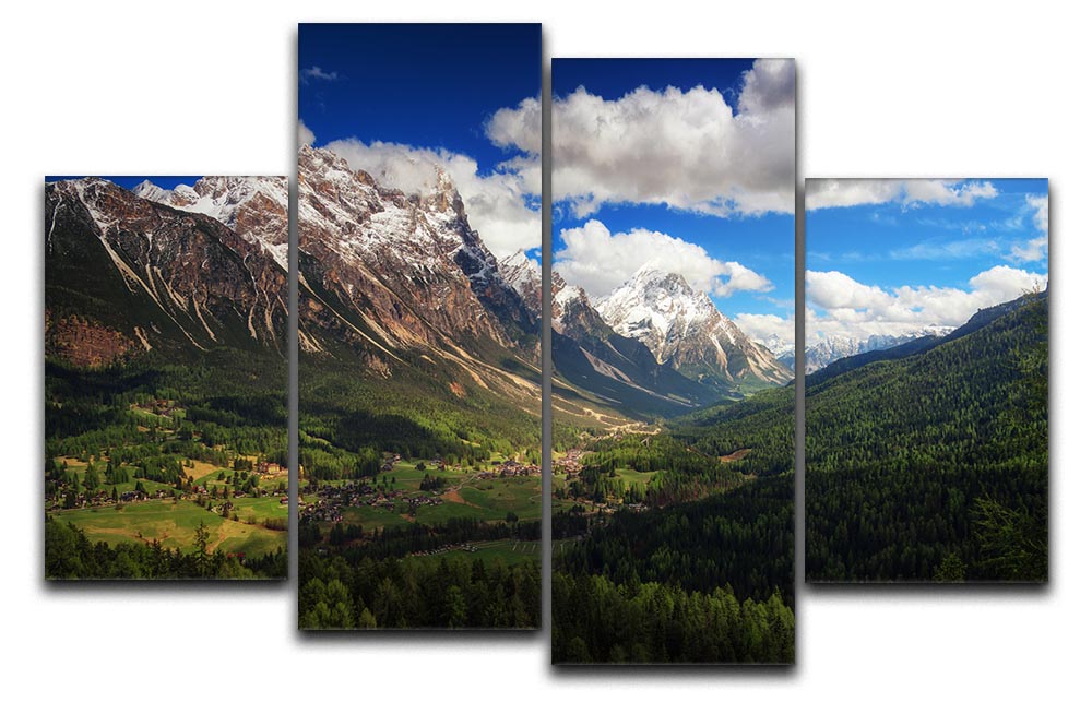 Un Valle 4 Split Panel Canvas artwork featuring a serene landscape divided into four sections, creating a dynamic visual effect.