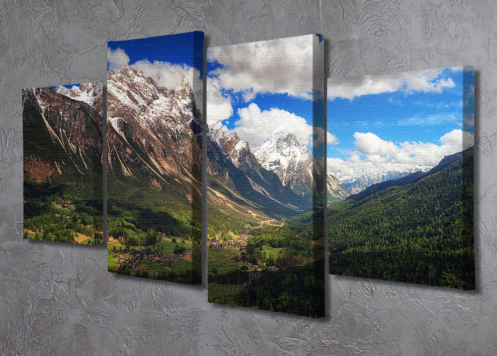 Un Valle 4 Split Panel Canvas artwork featuring a serene landscape divided into four sections, creating a dynamic visual effect.