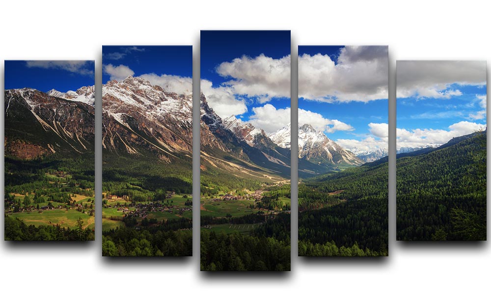 Un Valle 5 Split Panel Canvas artwork featuring five panels with a cohesive design, ideal for home decor.