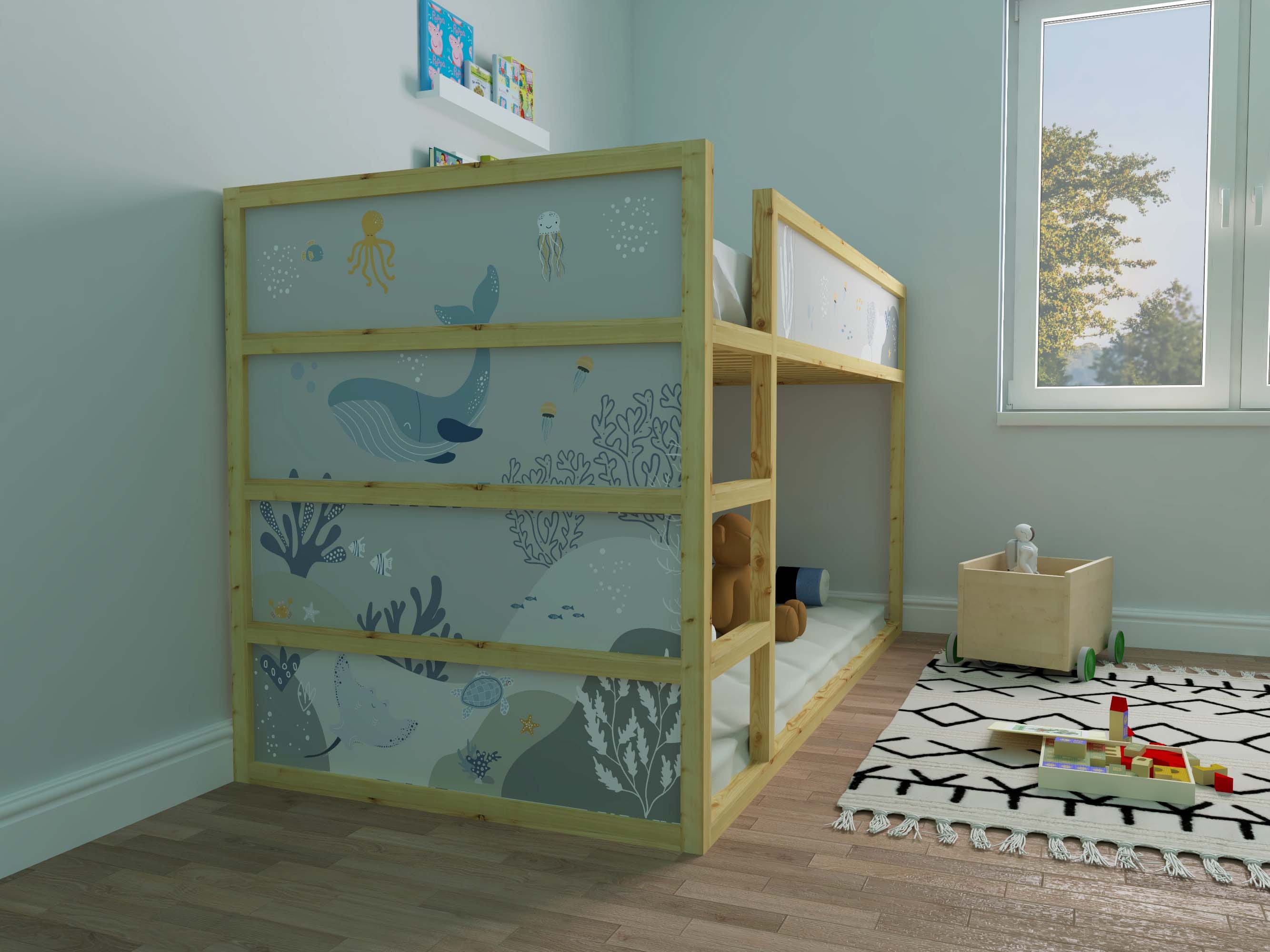 Colorful Under the Sea Decals featuring various sea life designs for children's bedroom decor.