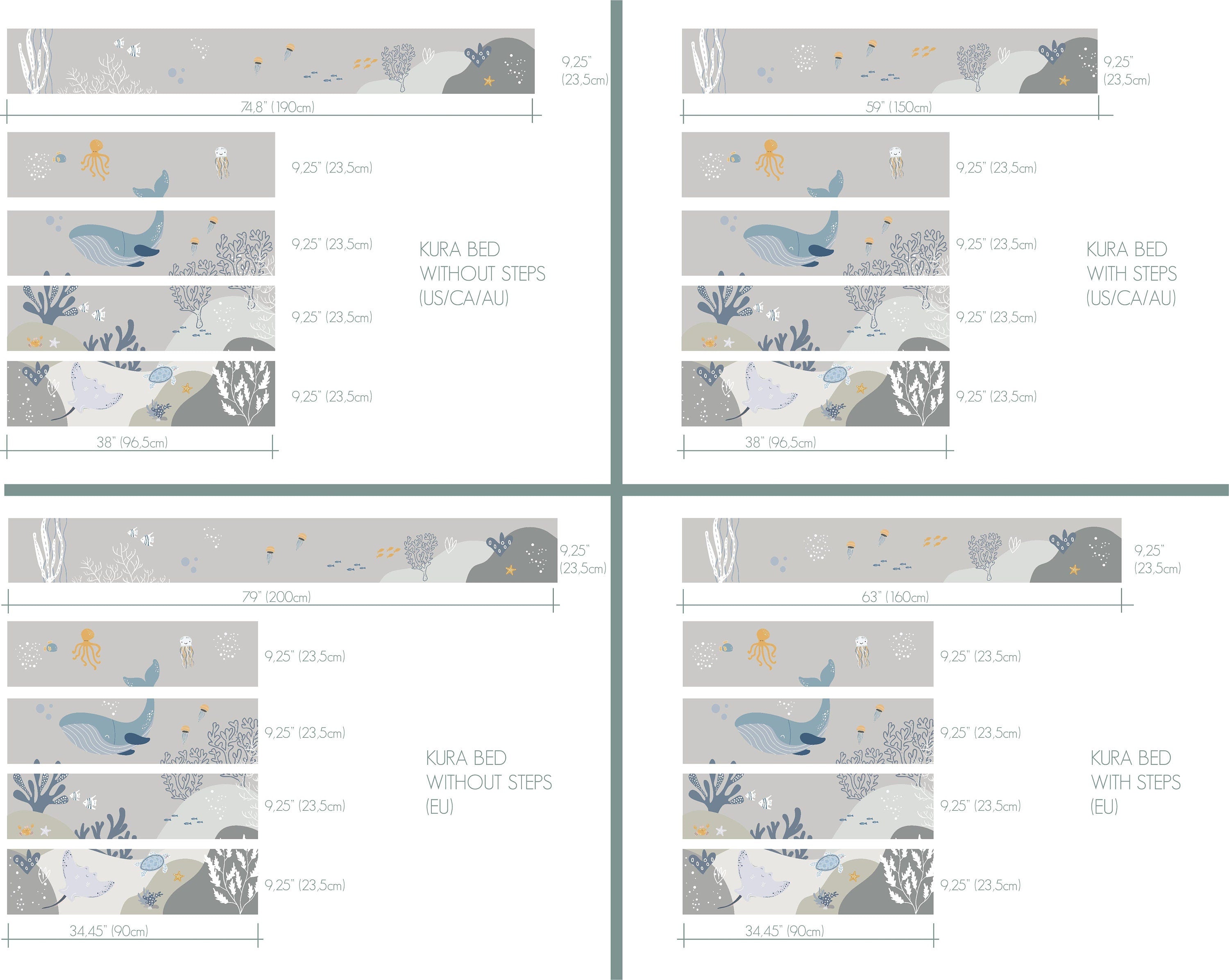 Colorful Under the Sea Decals featuring various sea life designs for children's bedroom decor.