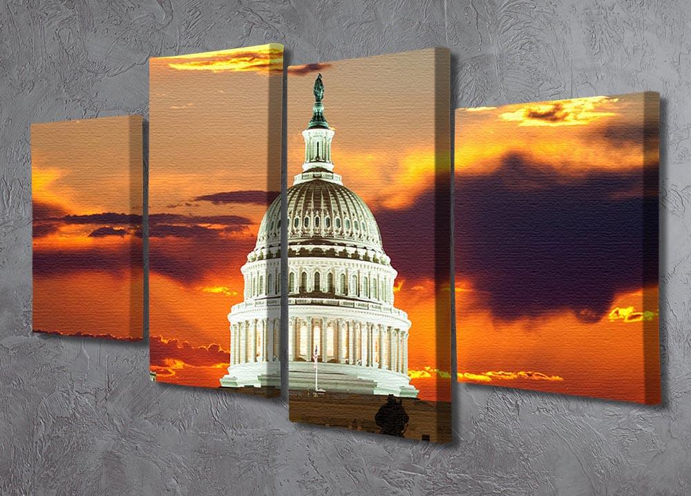 A 4-panel canvas artwork featuring the United States Capitol Building, showcasing intricate details and vibrant colors.