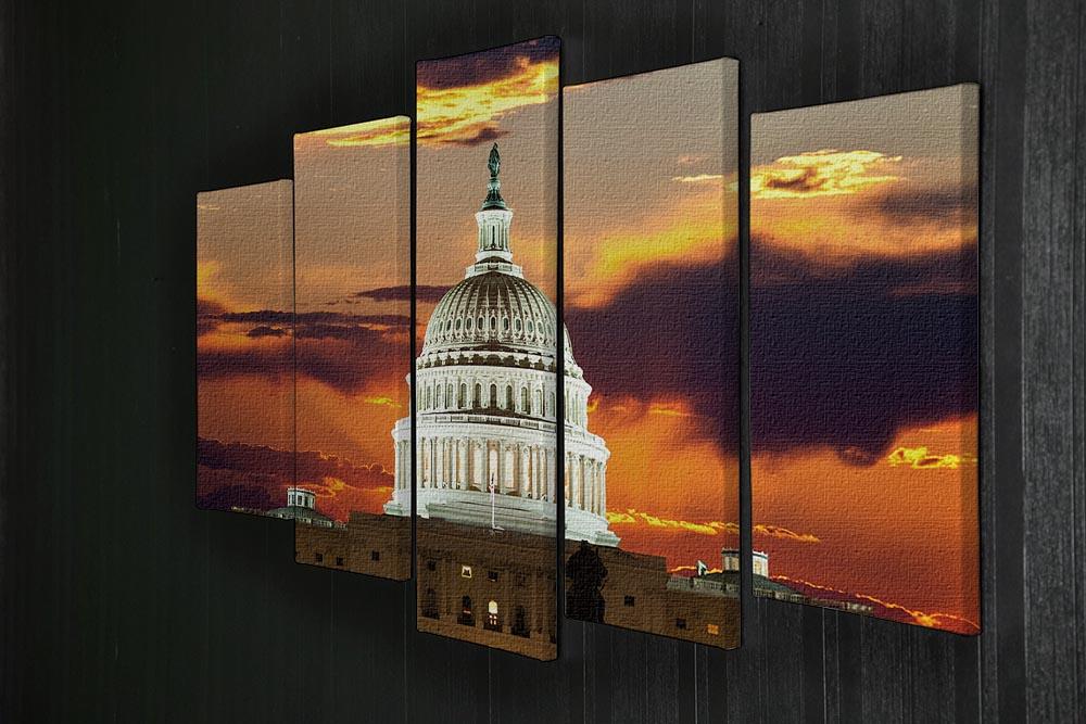 A stunning 5-panel canvas artwork featuring the United States Capitol Building, showcasing vibrant colors and intricate details.