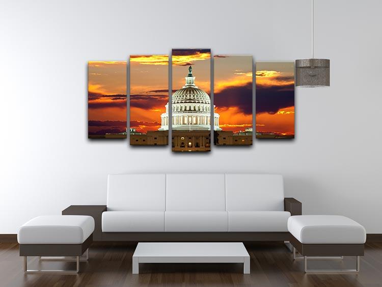 A stunning 5-panel canvas artwork featuring the United States Capitol Building, showcasing vibrant colors and intricate details.