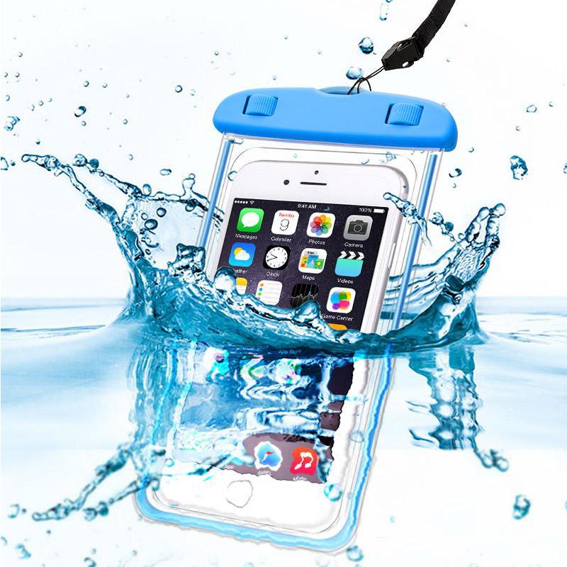 Universal Waterproof Beach Bag Case for iPhone 7, X, XR in luminous colors, showcasing its durable and stylish design.