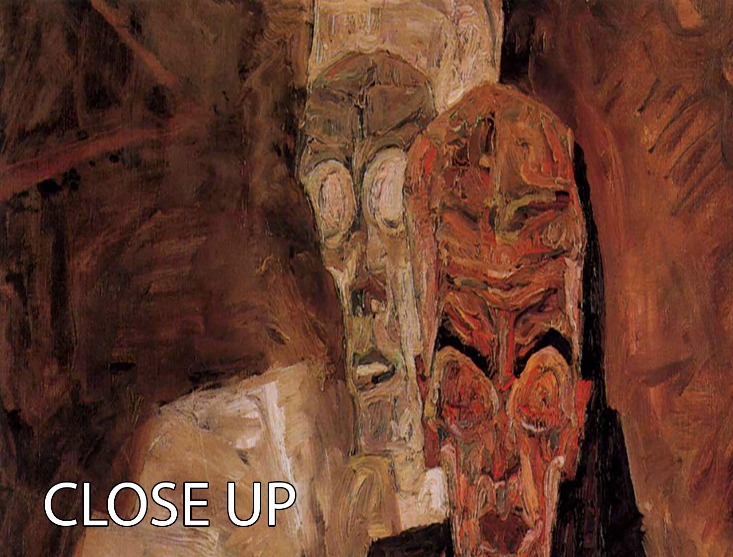 Three-panel canvas artwork featuring Egon Schiele's Unlicensed or even death and man, showcasing modern art style.