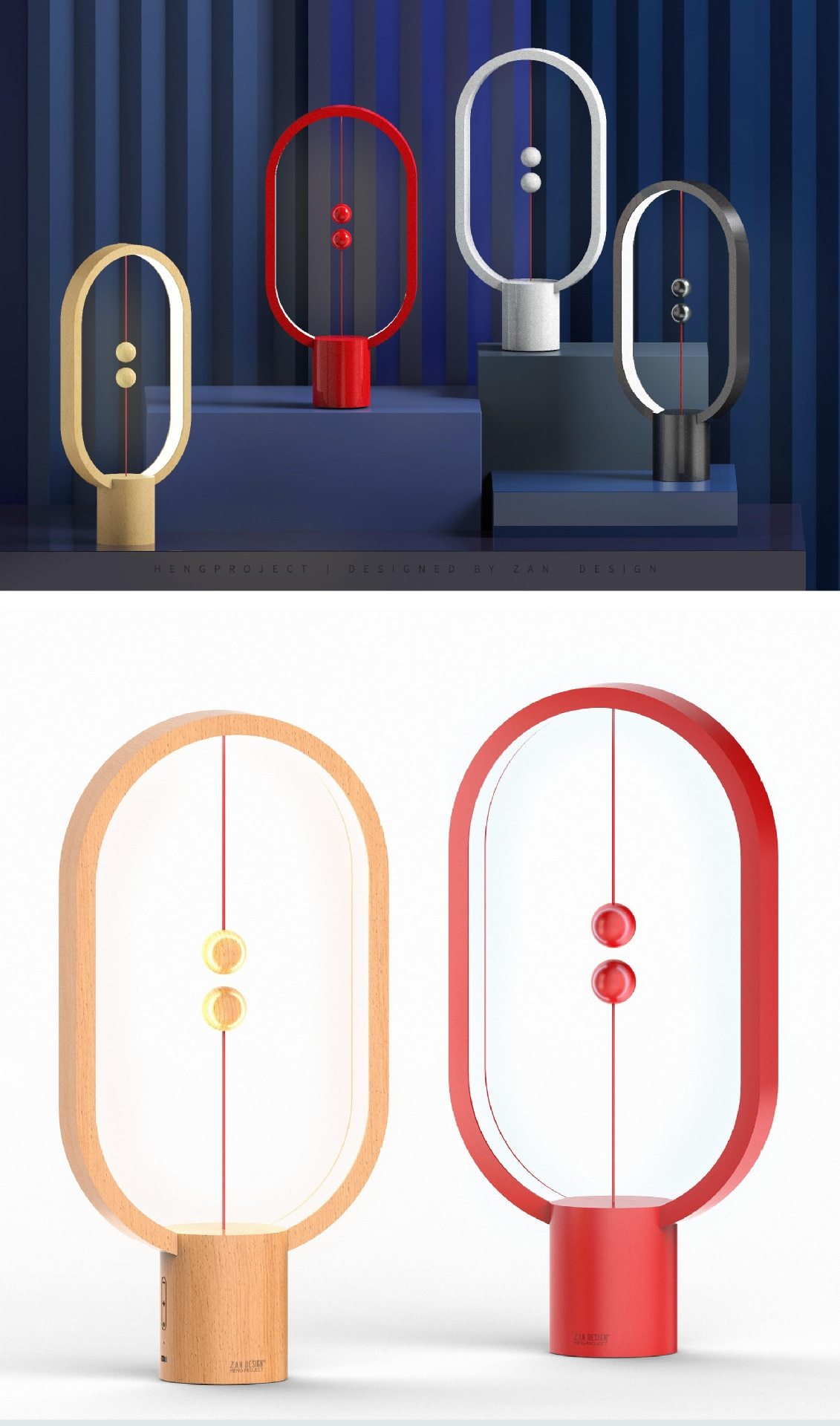 Upgrade HENGPRO Balance Night Light, a portable ellipse-shaped LED lamp with a magnetic mid-air switch, perfect for home decor.