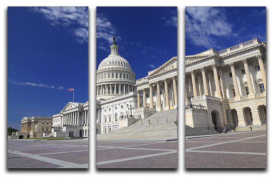 A stunning 3-panel canvas print of the US Capitol in Washington DC, showcasing vibrant colors and intricate details.