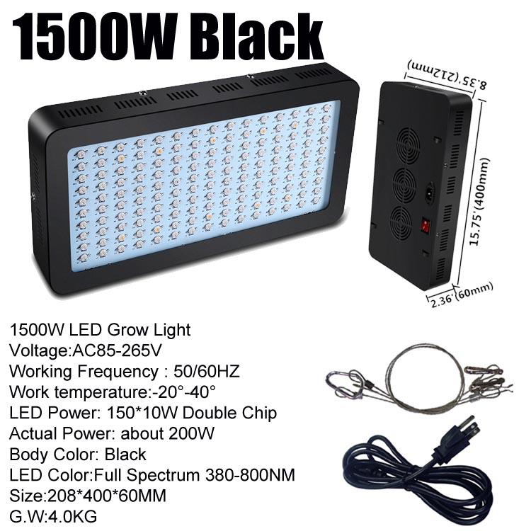 USA Stock High Power 1000W LED Grow Light with full spectrum for indoor gardening, showcasing its square shape and red & blue emitting colors.