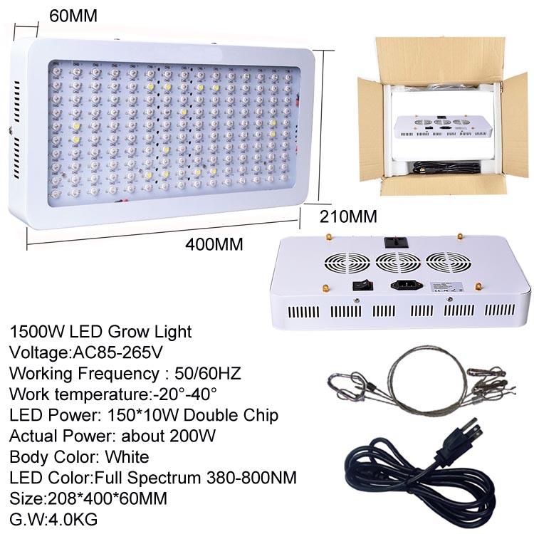 USA Stock High Power 1000W LED Grow Light with full spectrum for indoor gardening, showcasing its square shape and red & blue emitting colors.