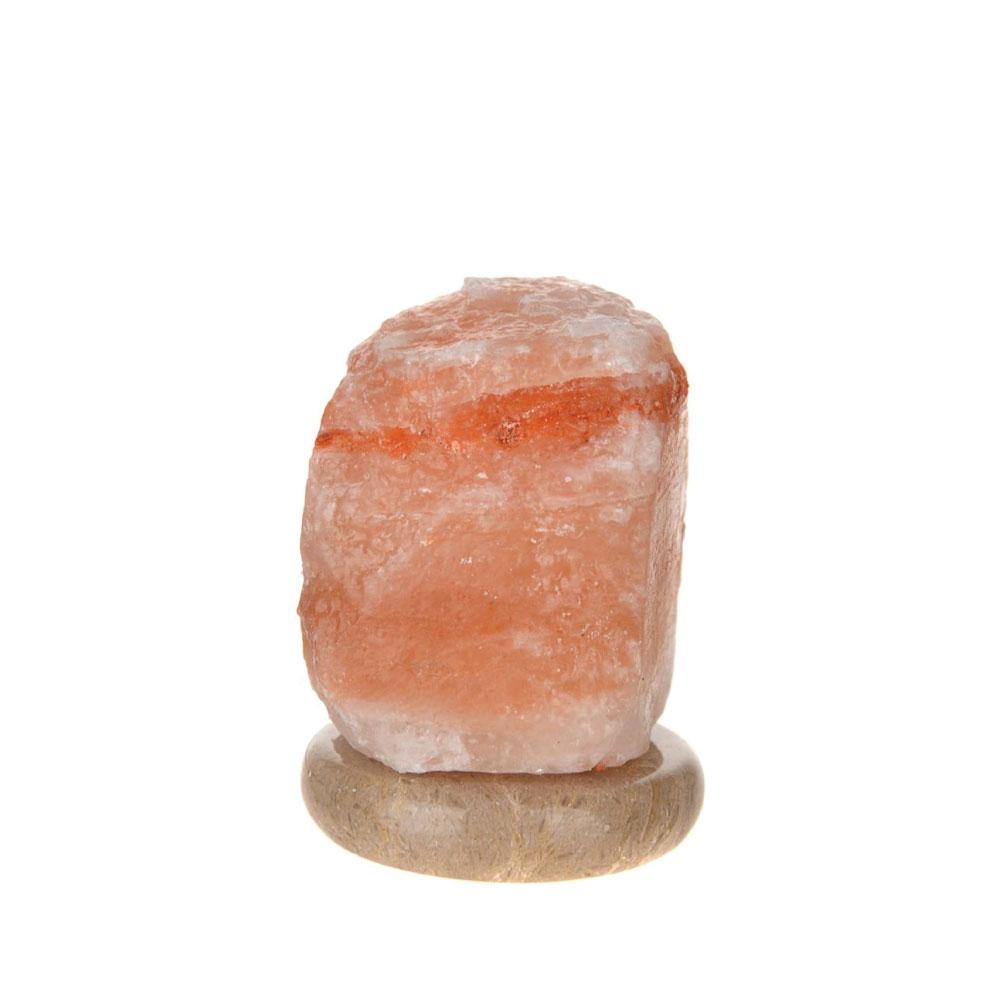 USB Colour Changing Himalayan Salt Lamp in natural shape, glowing with vibrant colors, showcasing its unique pink rock texture.