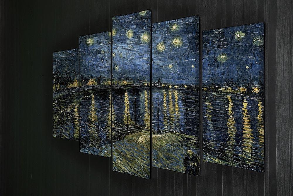 5-split canvas artwork of Van Gogh's Starry Night over the Rhone, showcasing vibrant colors and dynamic design.