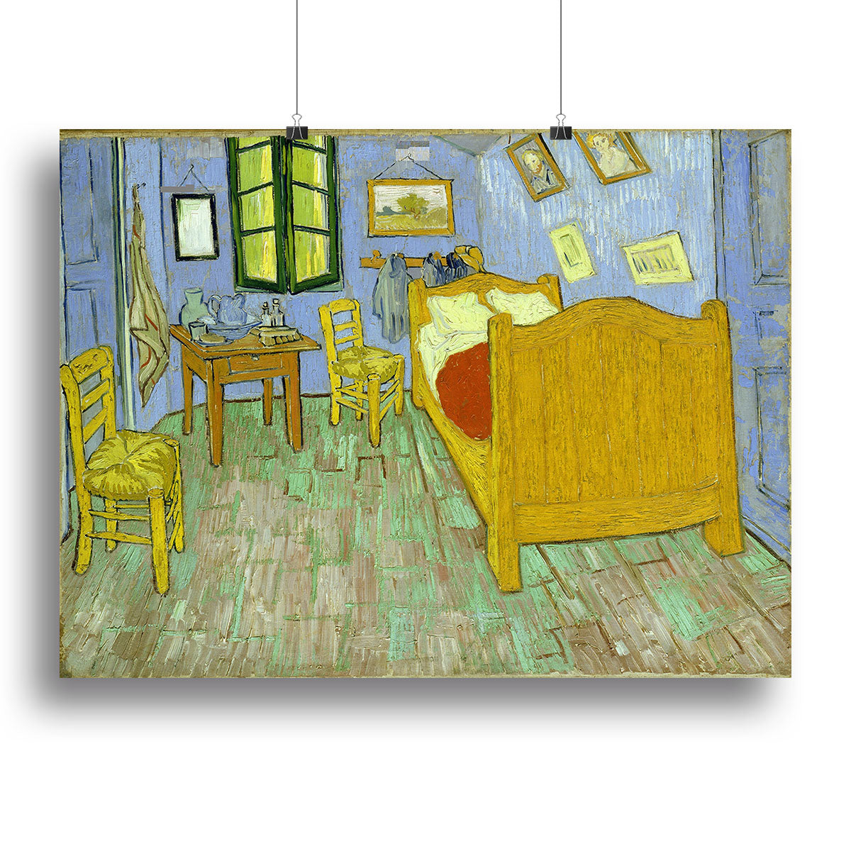 Canvas print of Van Gogh's Vincent's Bedroom, showcasing vibrant colors and iconic design.