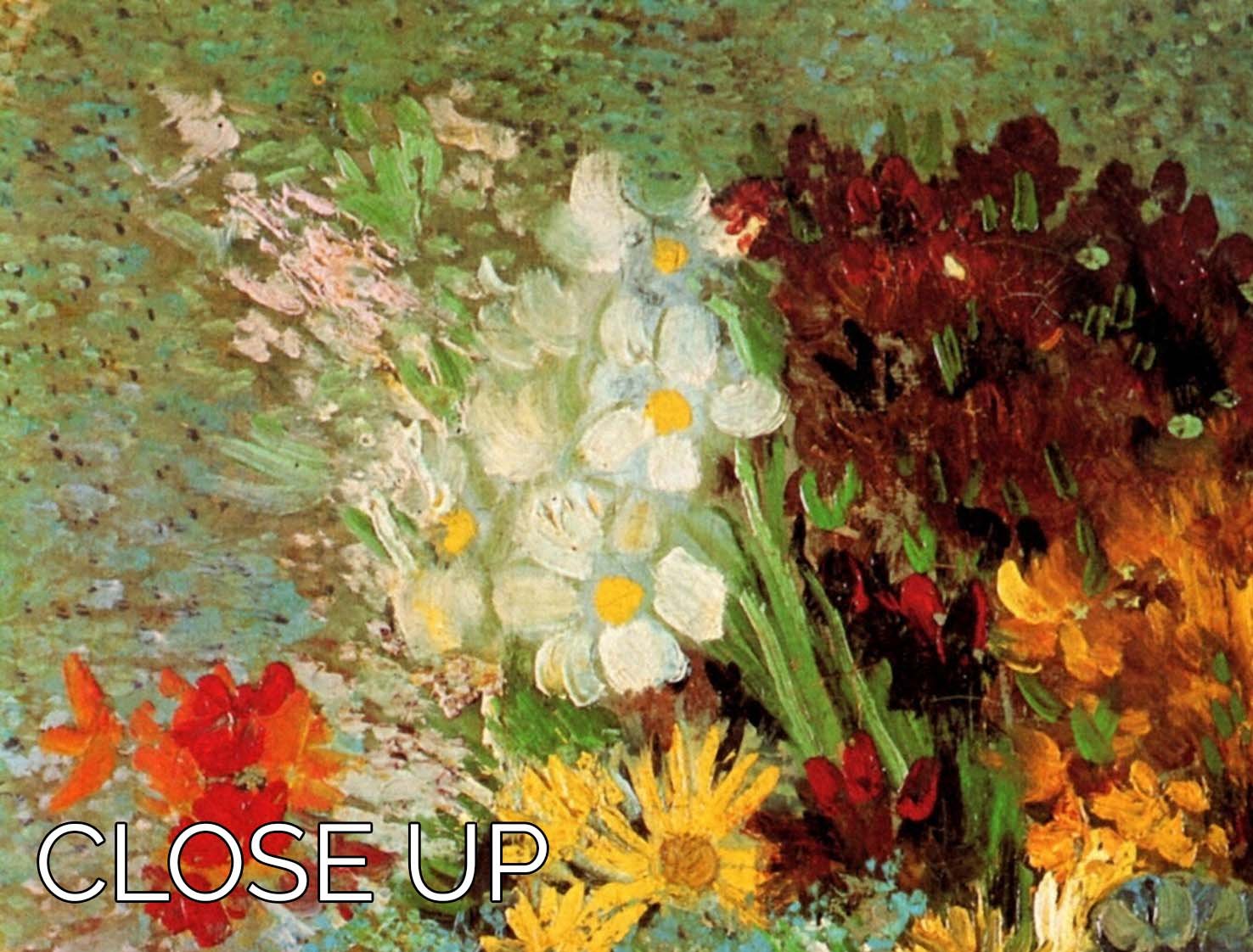 Three-panel canvas print featuring Van Gogh's Vase with Daisies and Anemones, showcasing vibrant colors and intricate details.