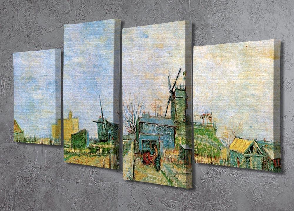 A 4-split canvas artwork featuring Van Gogh's Vegetable Garden in Montmartre, showcasing vibrant colors and intricate details.