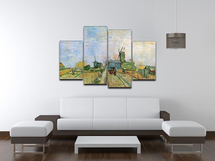 A 4-split canvas artwork featuring Van Gogh's Vegetable Garden in Montmartre, showcasing vibrant colors and intricate details.