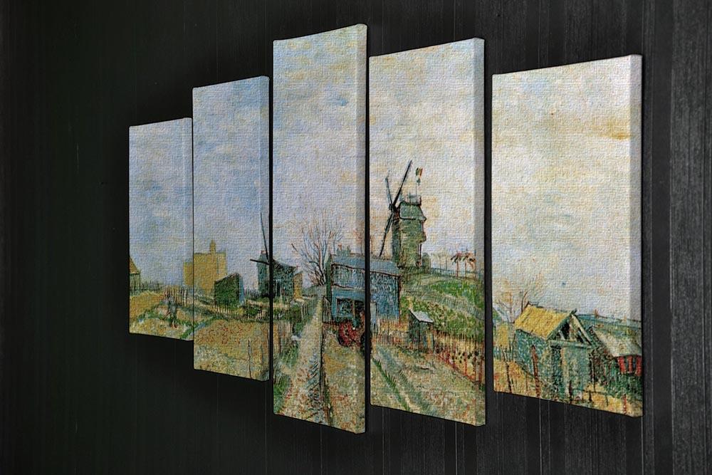 5 split panel canvas artwork featuring Van Gogh's Vegetable Garden in Montmartre, showcasing vibrant colors and intricate details.
