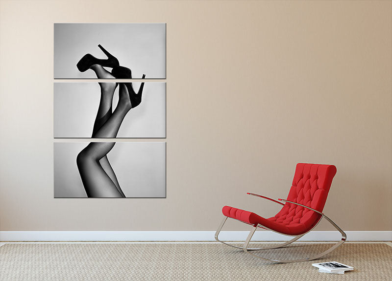 Velvet Pumps 3 Split Panel Canvas Print showcasing elegant design and vibrant colors, perfect for home decor.