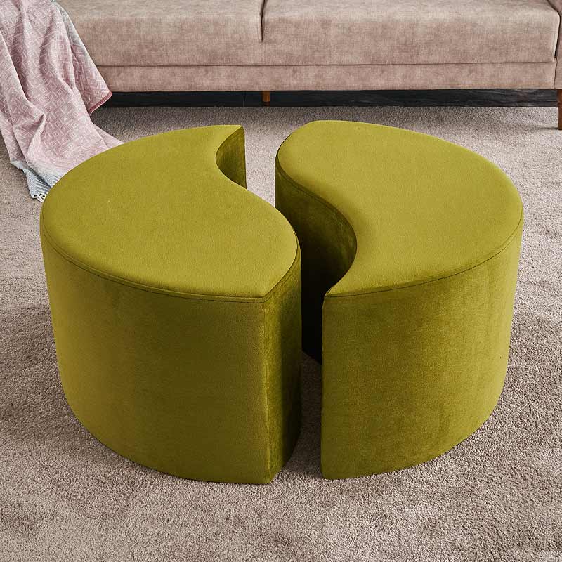 FLUFFY Light Green Velvet Stool measuring 80x80x40cm, featuring a plush velvet fabric and sturdy wood frame.