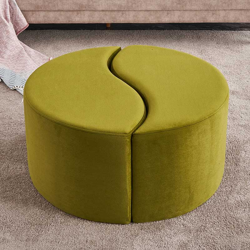 FLUFFY Light Green Velvet Stool measuring 80x80x40cm, featuring a plush velvet fabric and sturdy wood frame.