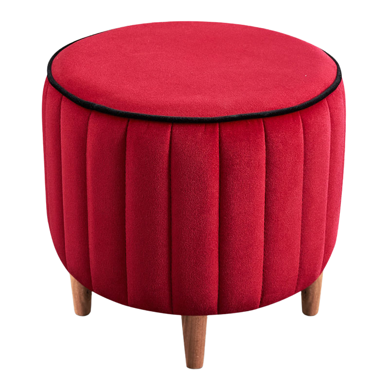 Red Velvet Stool SANDRA with wooden legs, 40x40x40cm, stylish and durable.