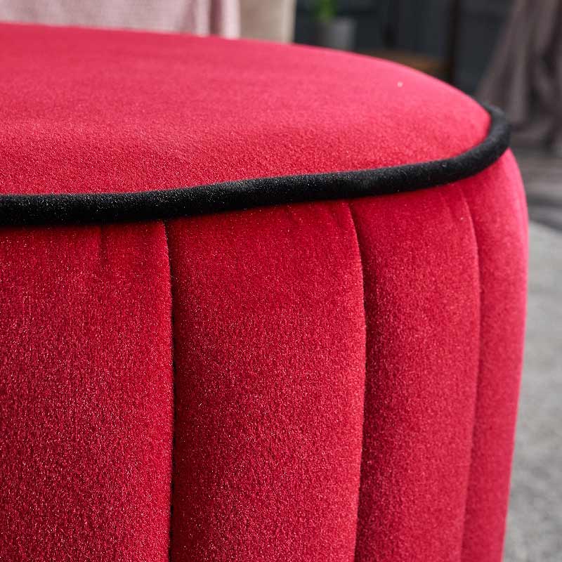 Red Velvet Stool SANDRA with wooden legs, 40x40x40cm, stylish and durable.